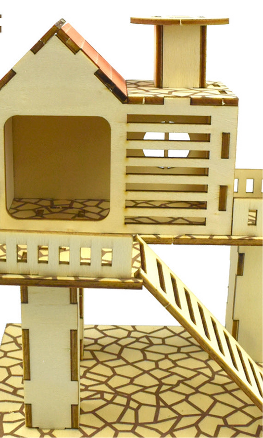 Kletterspaß pur für deinen Hamster – Massivholz-Spielplatz mit Leiter, Zaun & Sprungbrett