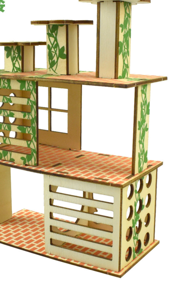 Kletterspaß pur für deinen Hamster – Massivholz-Spielplatz mit Leiter, Zaun & Sprungbrett