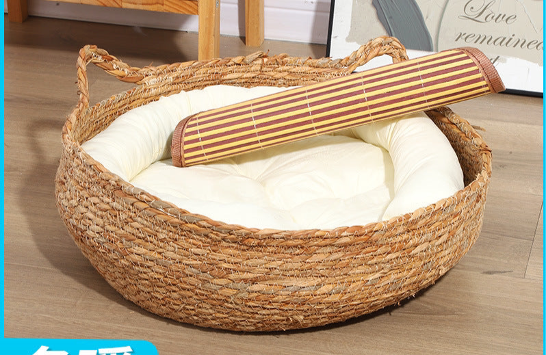 Korb-Katzenbett mit Kratzbrett – Ganzjahres-Wohlfühlplatz für Ihre Samtpfote! 🐱